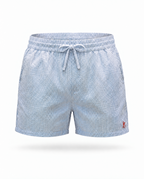 Striped Linen Short Aqua