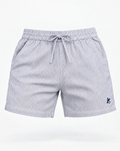 Striped Linen Short Deep Sea