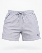 Striped Linen Short Deep Sea
